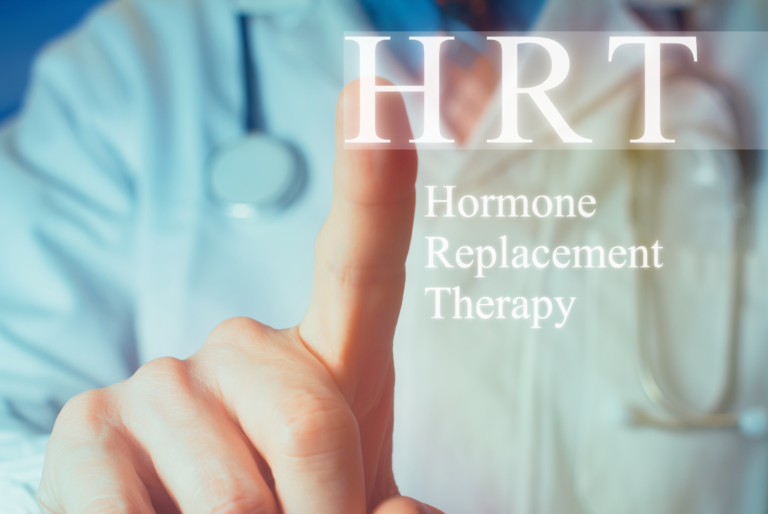 HRT Illustration with a doctor pointing to HRT title