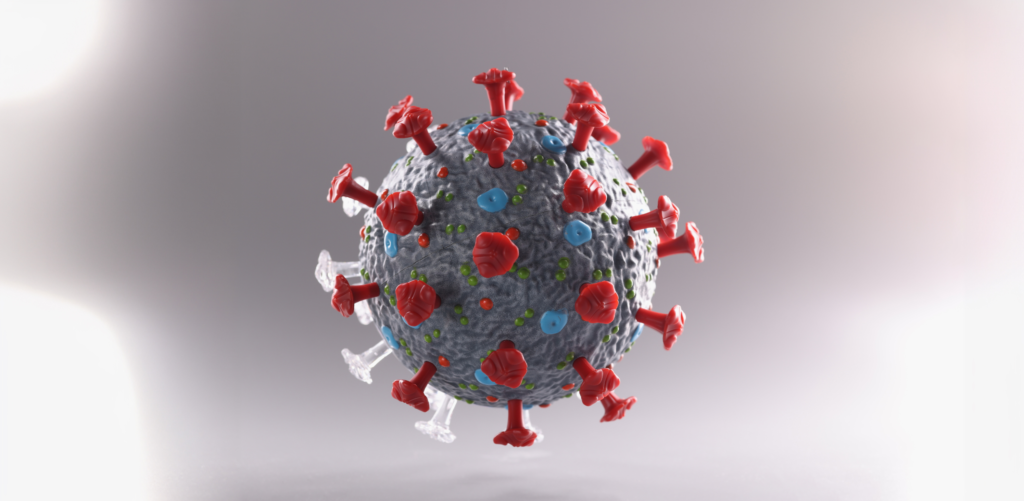 Illustration of a single COVID virus particle