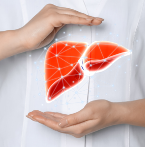 Comprehensive Detoxification: A Functional Medicine Approach 3 Illustration of a Liver between two hands, representing detoxification